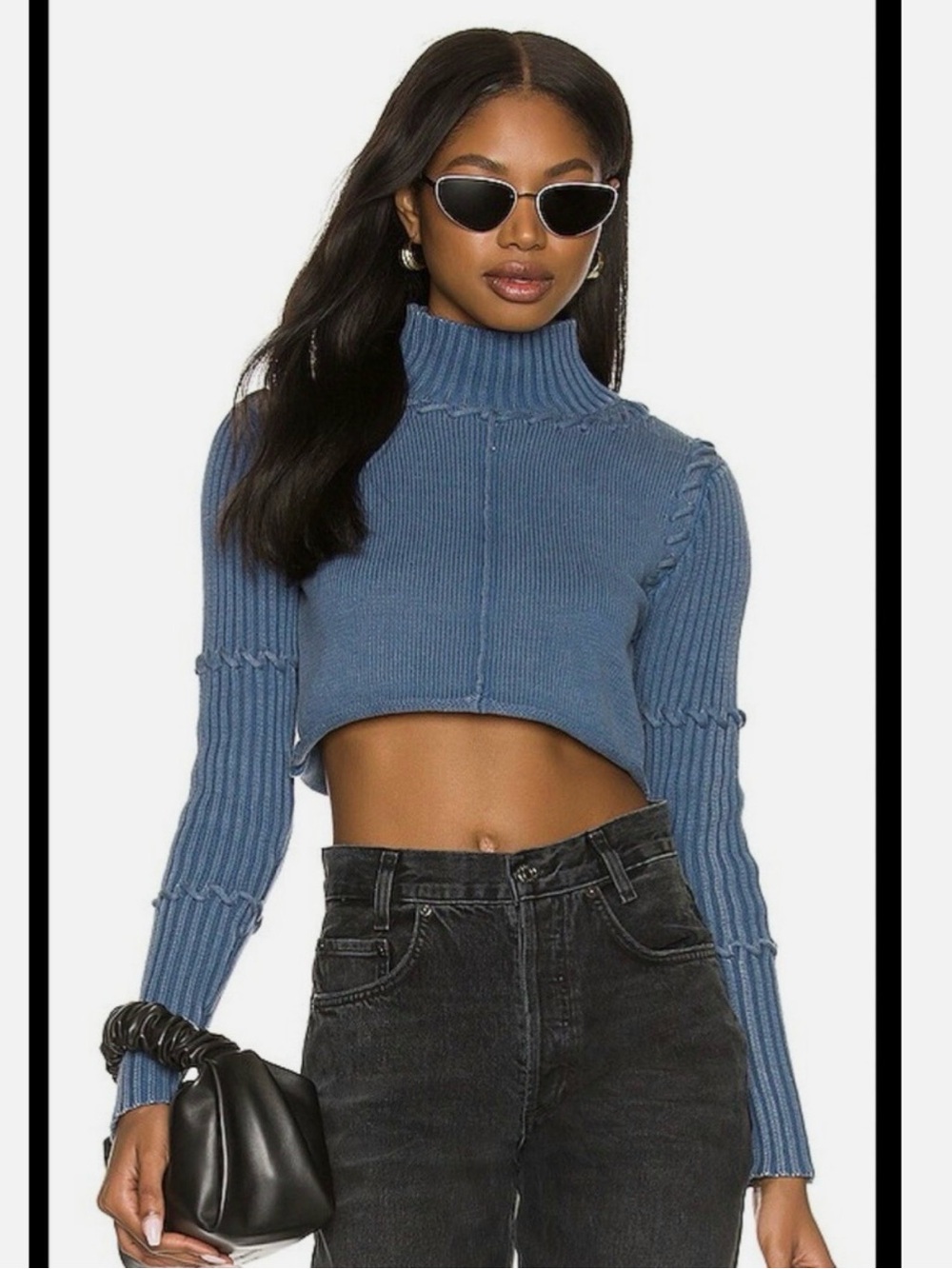 Lovers + Friends Sayla Blue Crop Sweater Size S